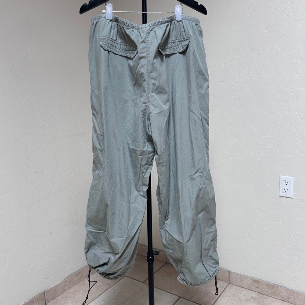 Parachute Utility Pants Wide Leg Gorpcore Cotton Pull On Sage Green Women L - Picture 2 of 8
